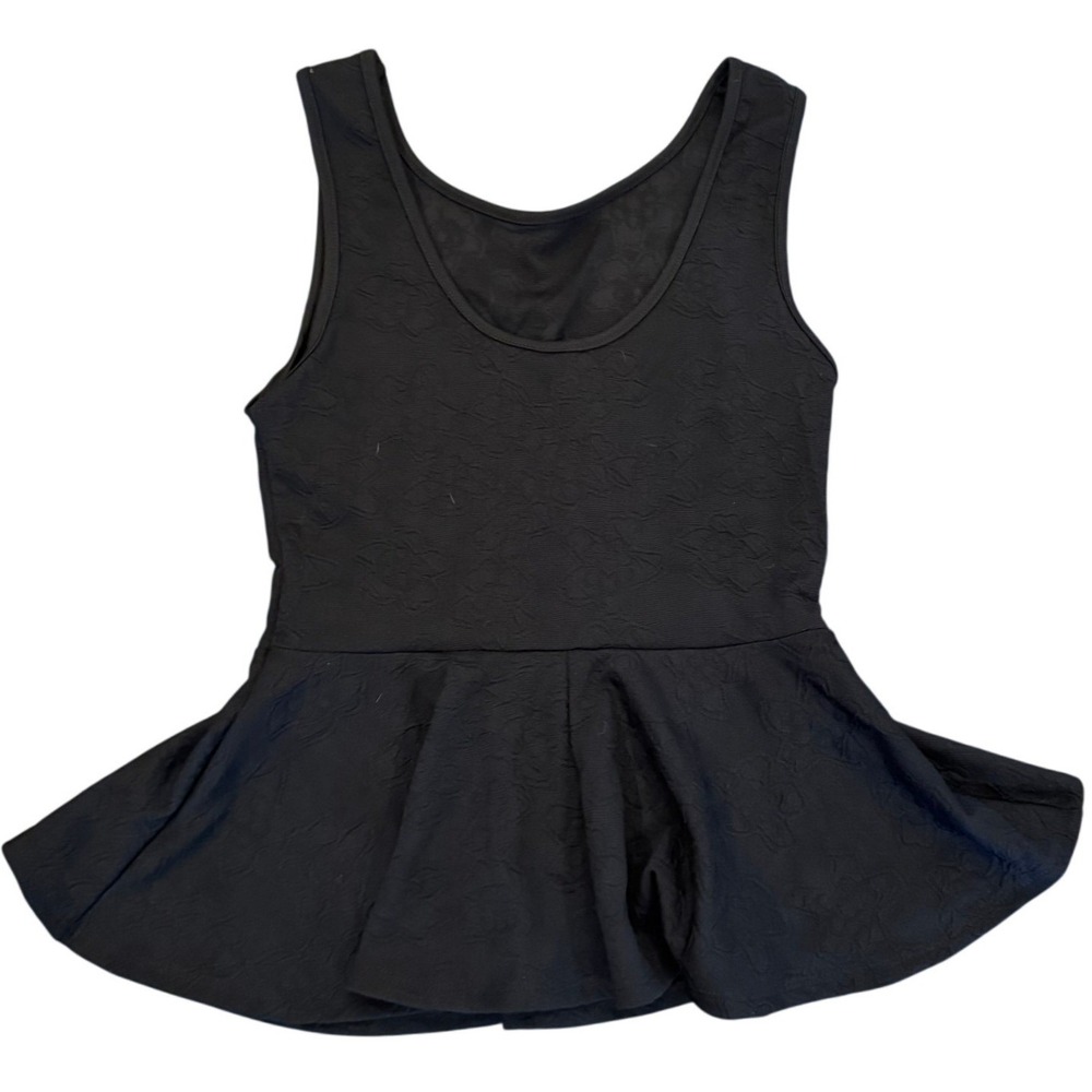 Abound Black Textured Floral Jacquard Peplum Sleeveless Tank Top Small